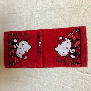 Hello Kitty Sanrio red plush and terry hand towel size